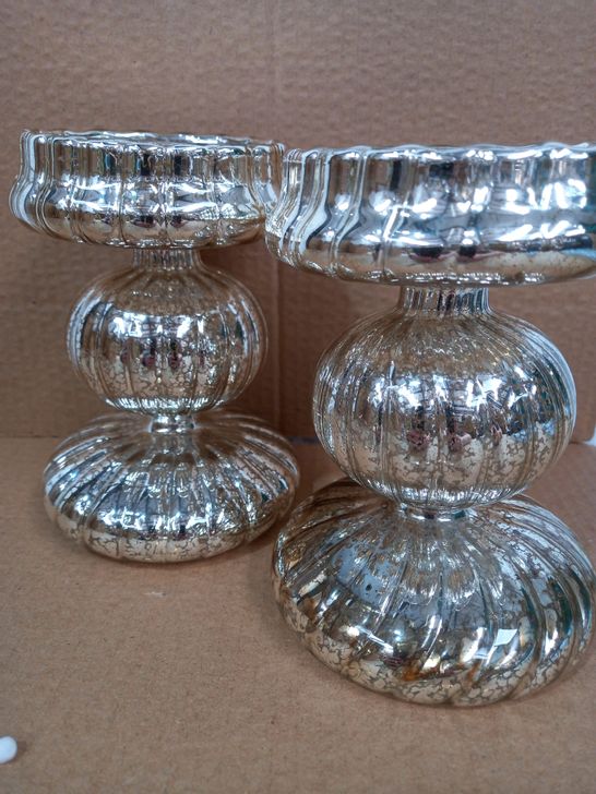 ALISON CORK PRE-LIT SET OF 2 MERCURY GLASS CANDLE HOLDERS