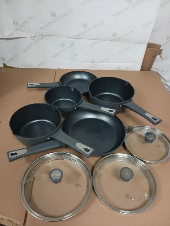 BOXED GINO D'ACAMPO FORGED ALUMINIUM 5 PIECE PAN SET 