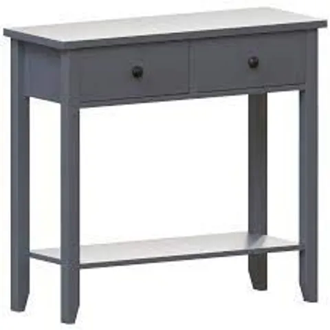 BOXED LASSIC WINDSOR 2 DRAWER CONSOLE TABLE - GREY 