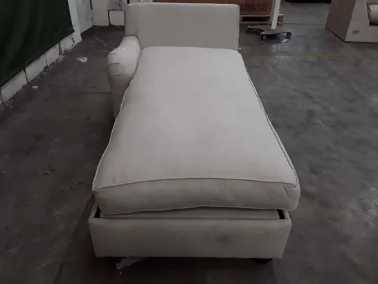 QUALITY DESIGNER LHF CHAISE STORAGE SOFA - WHITE FABRIC 