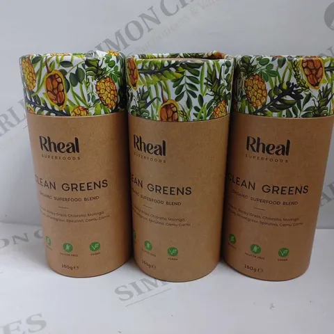 LOT OF 3 RHEAL SUPERFOODS ORGANIC BLEND (CLEAN GREENS)