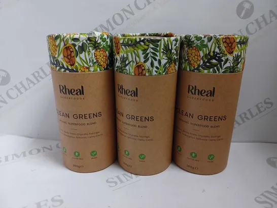 LOT OF 3 RHEAL SUPERFOODS ORGANIC BLEND (CLEAN GREENS)