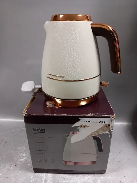 BOXED BEKO COSMOPOLIS KETTLE IN WHITE/ROSE GOLD