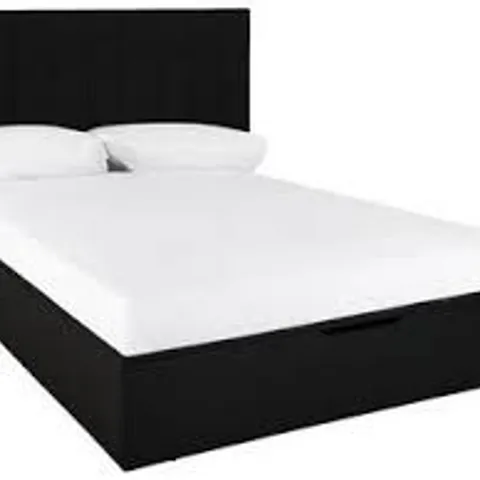 BOXED NOVA FAUX LEATHER OTTOMAN BED FRAME - DOUBLE - BLACK (4 BOXES)