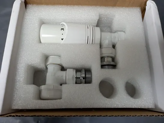 BOXED ELEGANT WHITE ANGLED THERMOSTATIC OF RADITOR VALVE