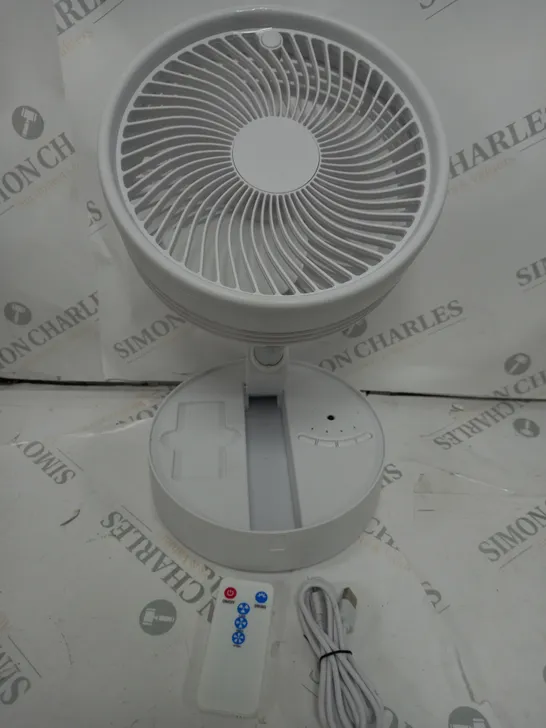 BELL & HOWELL OSCILLATING FOLDING RECHARGEABLE FAN, WHITE