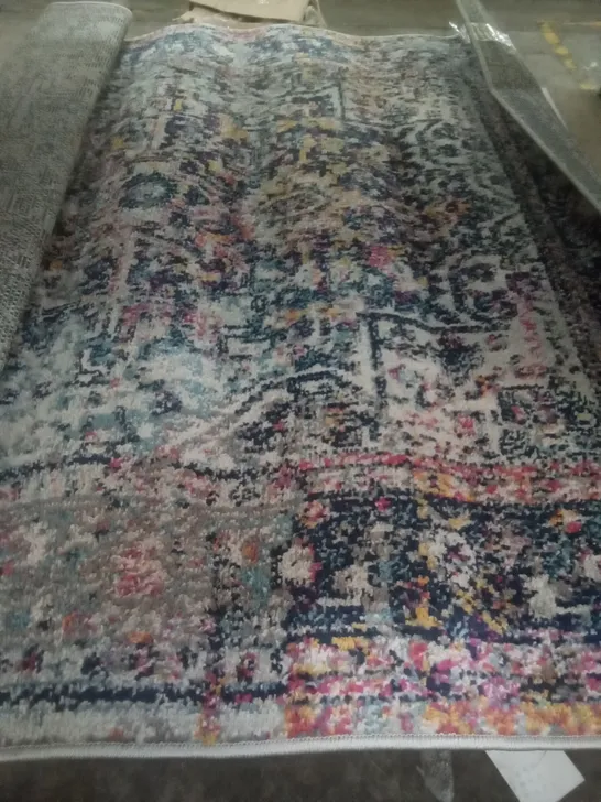 BURCIAGA POWER LOOM BLUE/ WHITE/ ORANGE RUG 4'X6'