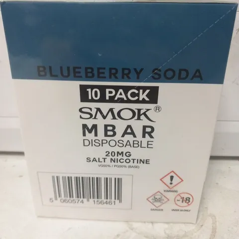 BOXED AND SEALED BLUEBERRY SODA 10 SMOK M BAR DISPOABLE 20MG SALT NICOTINE