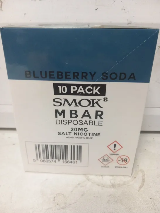 BOXED AND SEALED BLUEBERRY SODA 10 SMOK M BAR DISPOABLE 20MG SALT NICOTINE