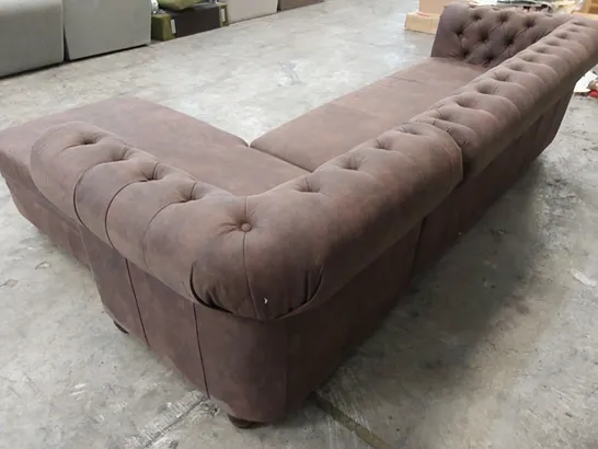 QUALITY DESIGNER CHESTERFIELD STYLE CHAISE SOFA - CHOCOLATE BROWN