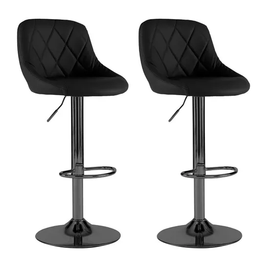 BOXED NEO SET OF 2 MADRID FAUX LEATHER BAR STOOLS - BLACK (1 BOX)