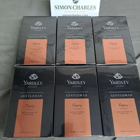 LOT OF 6 SEALED YARDLEY LONDON LEGACY 100ML EAU DE PARFUMS FOR MEN