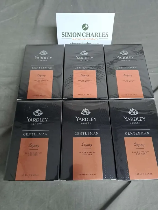 LOT OF 6 SEALED YARDLEY LONDON LEGACY 100ML EAU DE PARFUMS FOR MEN