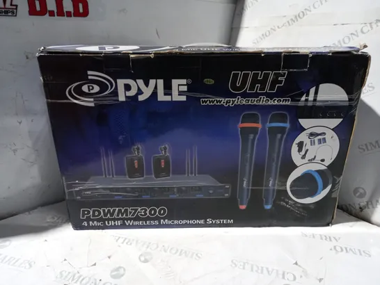 BOXED PYLE 4-MIC UHF WIRELESS MICROPHONE SYSTEM PDWM7300