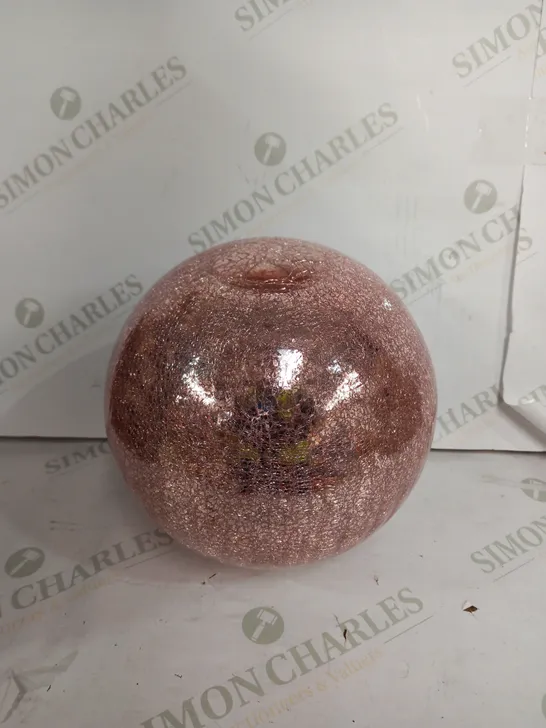 DESIGNER CRACKLE BLUSH PINK GLASS ORNAMENT 