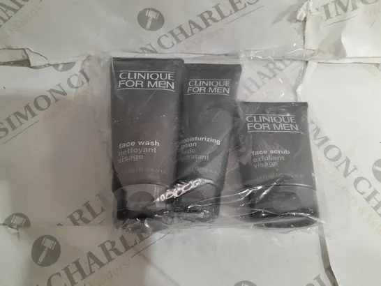 BOXED CLINIQUE FACE WASH, MOISTURISING LOTION, AND FACE SCRUB SET