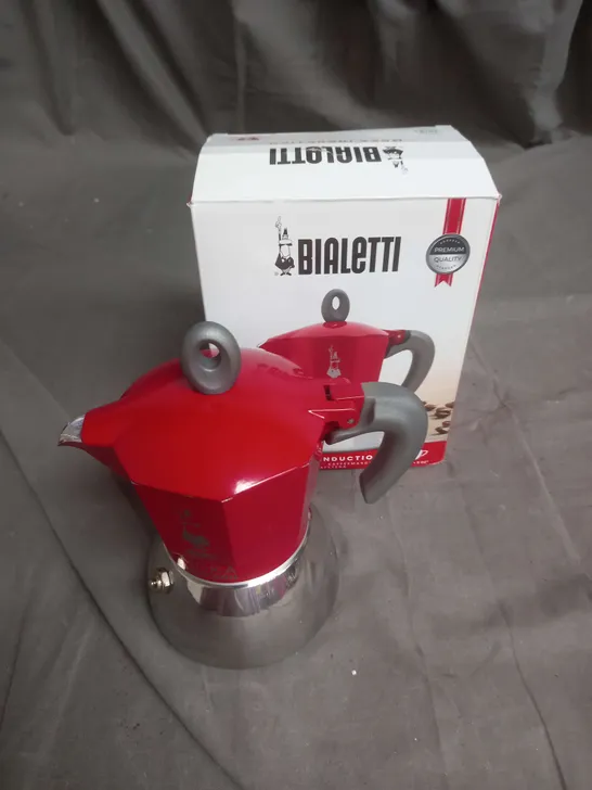 BOXED BIALETTI MOKA INDUCTION COFFEE POT IN RED 150ML