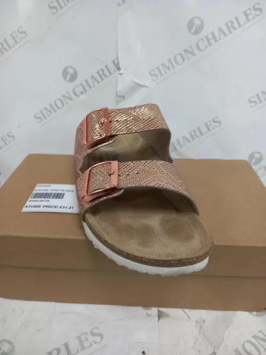 BOXED PAIR OF BONOVA SNAKE DOUBLE STRAP FOOTBED SANDALS -  SIZE 8