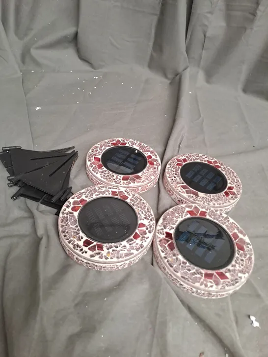 BELL & HOWELL SET OF 4 GLASS MOSAIC DESIGN SOLAR DISK LIGHTS