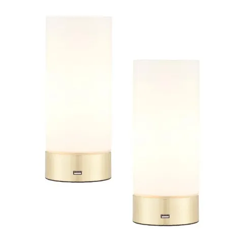 BOXED LOWALL 24cm GOLDEN TABLE LAMP SET - SET OF 2 