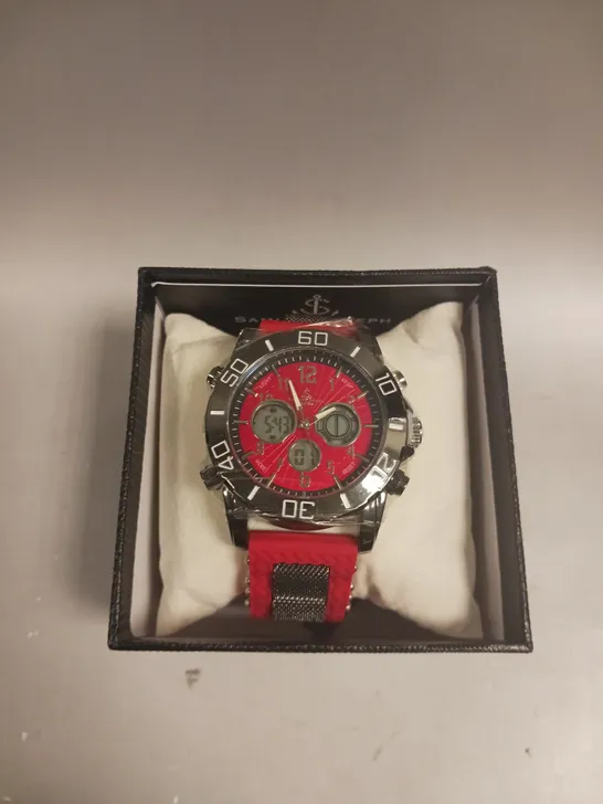 BOXED SAMUEL JOSEPH MULTI FUNCTIONAL RED WATCH