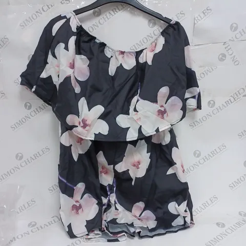 BLACK ROMPER WITH FLOWERS