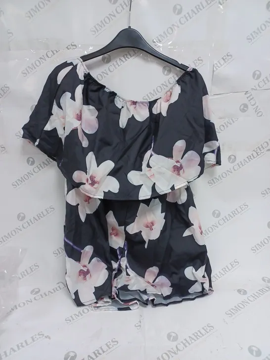 BLACK ROMPER WITH FLOWERS