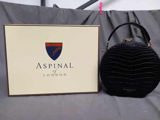 BOXED ASPINAL OF LONDON BLACK HARD CASE BAG