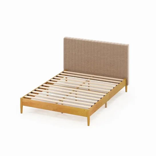 BOXED META UPHOLSTERED WOODEN DOUBLE BED FRAME