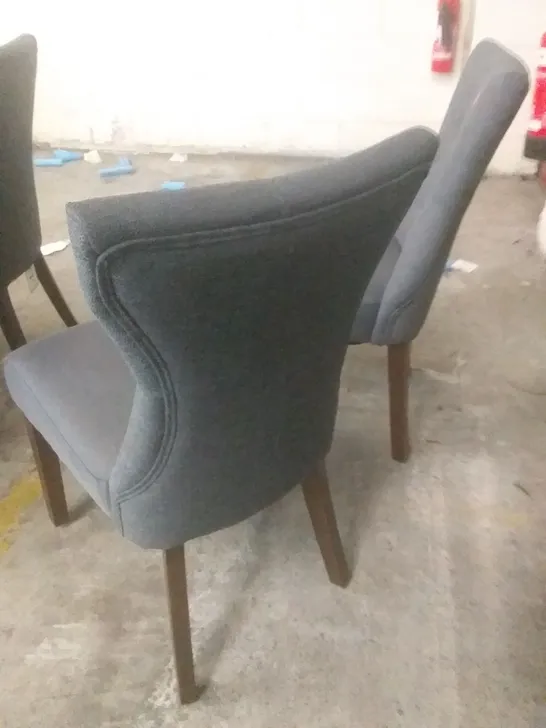 X2 BEWLEY SLATE FABRIC BUTTON BACK DINING CHAIR DARK LEG