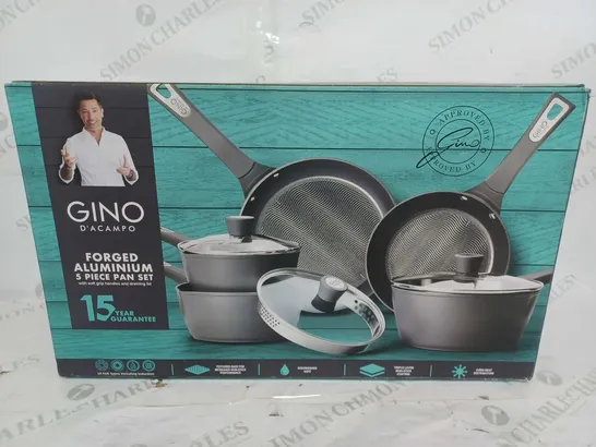 BOXED GINO D'ACAMPO FORGED ALUMINIUM 5 PEICE PAN SET 