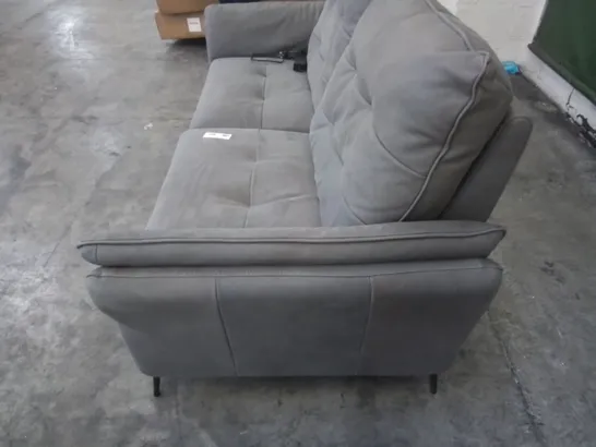 QUALITY ITALIAN DESIGNER SMALL 2 SEATER ELECTRIC RECLINING LEATHER SOFA IN GREY 