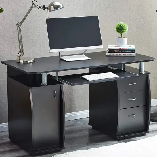 BOXED ASMAHAN DELUXE COMPUTER DESK BLACK (2 BOXES)