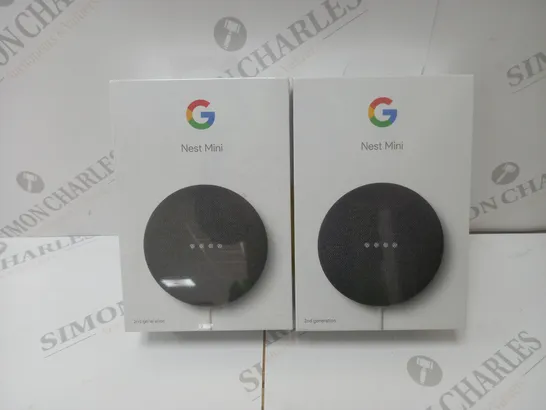 2 BRAND NEW BOXED GOOGLE NEST MINI 2ND GENERATION SMART SPEAKERS - BLACK  