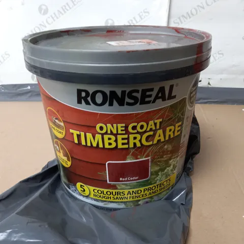 LOT OF 11 TUBS OF RONSEAL 5L ONE COAT TIMBERCARE - RED CEDAR