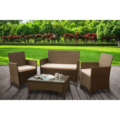 BOXED SCHMIER GAUBERT RATTAN 4 SEATER CORNER SOFA SET (1 BOX)