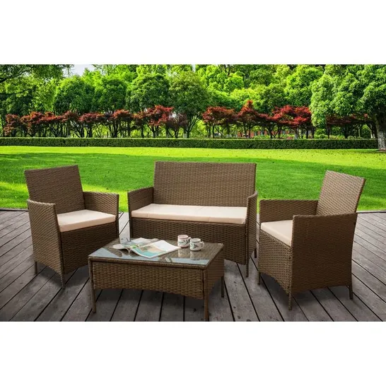 BOXED SCHMIER GAUBERT RATTAN 4 SEATER CORNER SOFA SET (1 BOX)