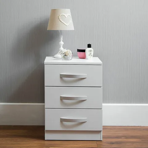 ARKADIJ HIGH GLOSS 3 DRAWER BEDSIDE TABLE - 