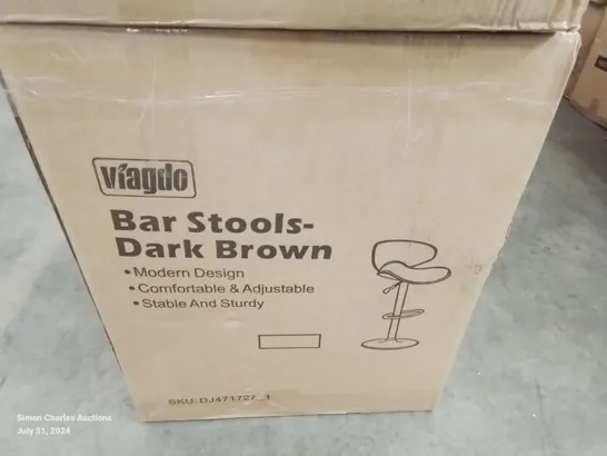 BOXED DARK BROWN BAR STOOL 