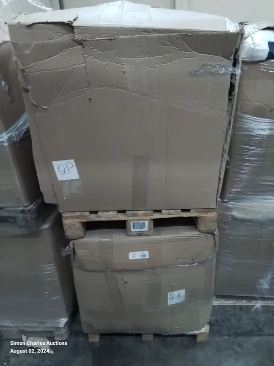 DOUBLE PALLET CONTAINING VARIOUS PILLOWS, DUVET AND BEDDING SOFT FURNISHINGS ETC.