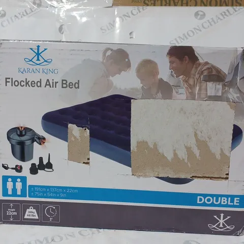 BOXED KARAN KING FLOCKED AIR BED - DOUBLE