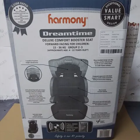 BOXED HARMONY DREAMTIME DELUXE COMFORT BOOSTER SEAT - 15/36KG