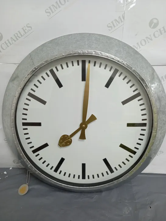 LARGE OUTDOOR GALVANISED STEEL CLOCK - WHITE FACE