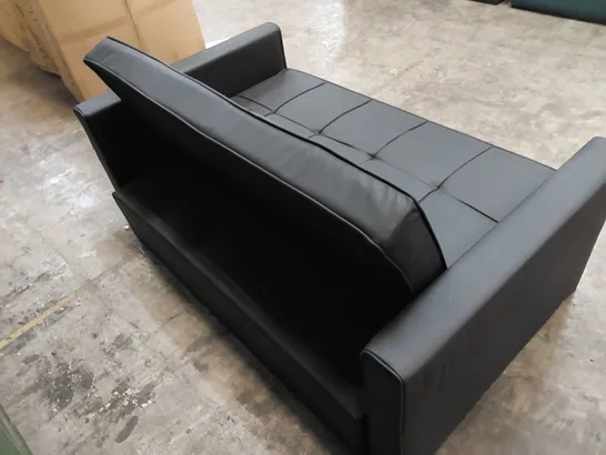 DESIGNER 2-SEATER BLACK LEATHER SOFA BED 