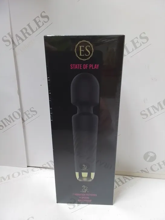 BRAND NEW BOXED ES STATE OF PLAY WATERPROOF VIBRATOR WITH 7 VIBRATION PATTERNS AND 4 SPEEDS