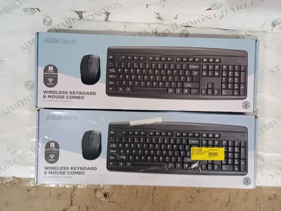 LOT OF 2 X ASDA TECH WIRELESS KEYBOARD & MOUSE COMBO