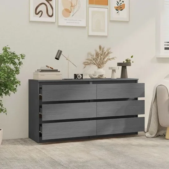 BOXED CALCEDONIO 3 DRAWER BEDSIDE TABLE GREY (2 BOXES)