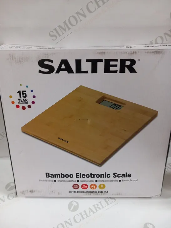 BOXED SALTER BAMBOO ELECTRONIC SCALE