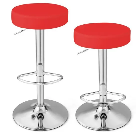 BOXED COSTWAY HEIGHT ADJUSTABLE BAR STOOL SET OF 2 WITH FOOTREST - RED