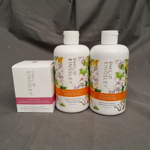 PHILIP KINGSLEY HAIR CARE SET. SHAMPOO, CONDITIONER AND ELASTICIZER TREATMENT